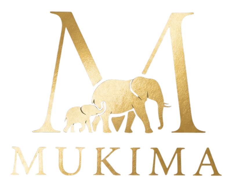 MUKIMA gold elephant logo with mother and calf